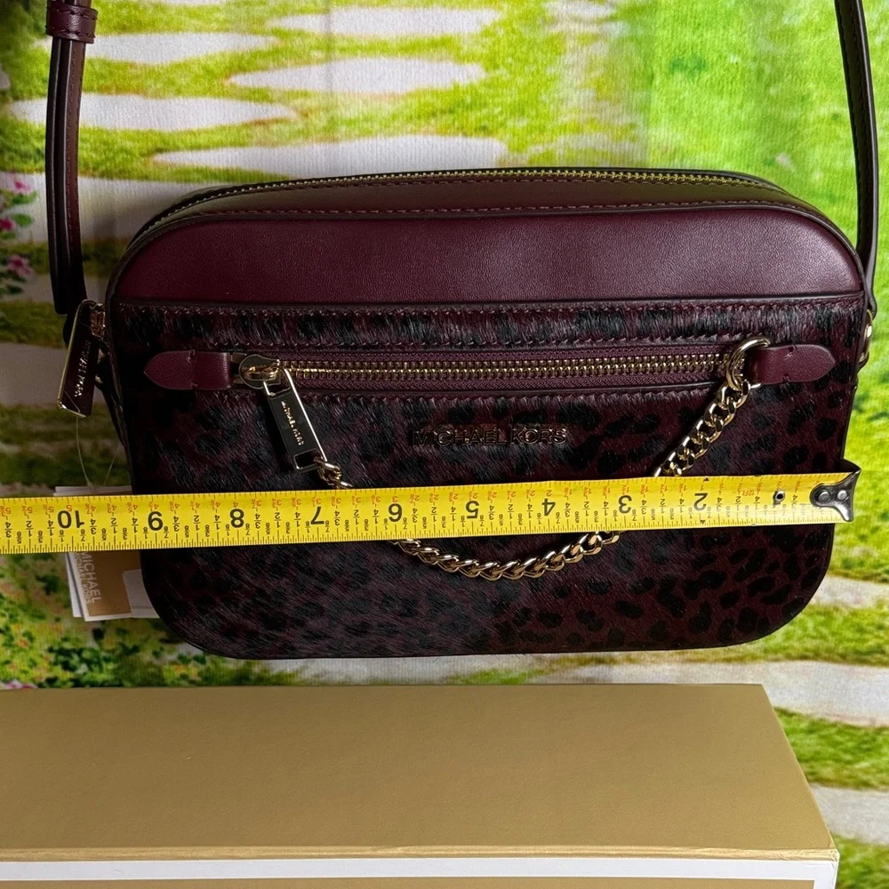 Michael Kors Dark Red / burgundy/ oxblood jet set Animal Print Crossbody Bag - Picture 8 of 16